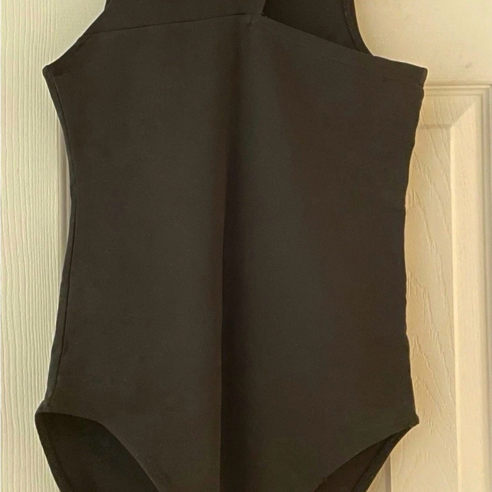 Zara Asymmetrical Cutout Bodysuit Top Black Size Small